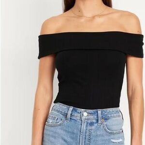 NWT Old Navy Women’s White Ribbed Off Shoulder Top | L